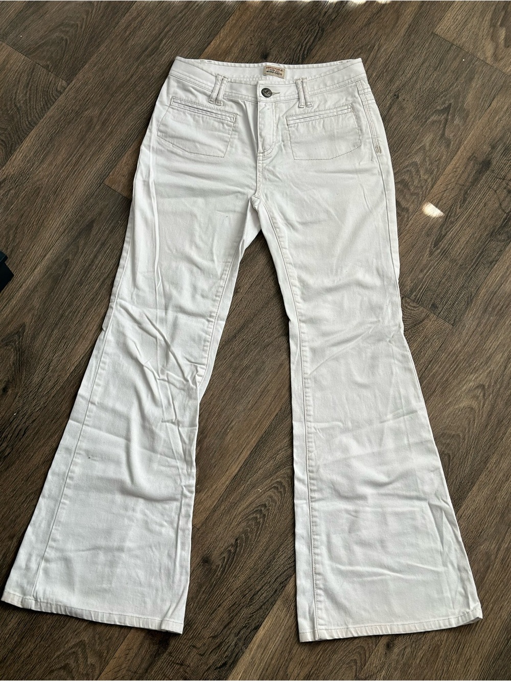 Free People White Flared Wide-Leg Jeans